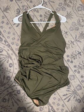 Maternity GAP One-Piece Swimsuit in Olive Green